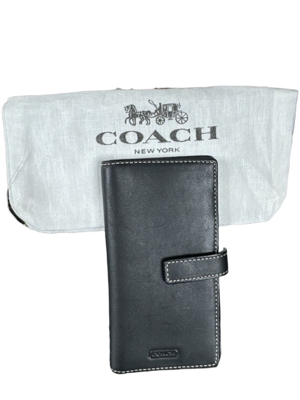Coach Black Leather Snap-Closure Long Wallet
